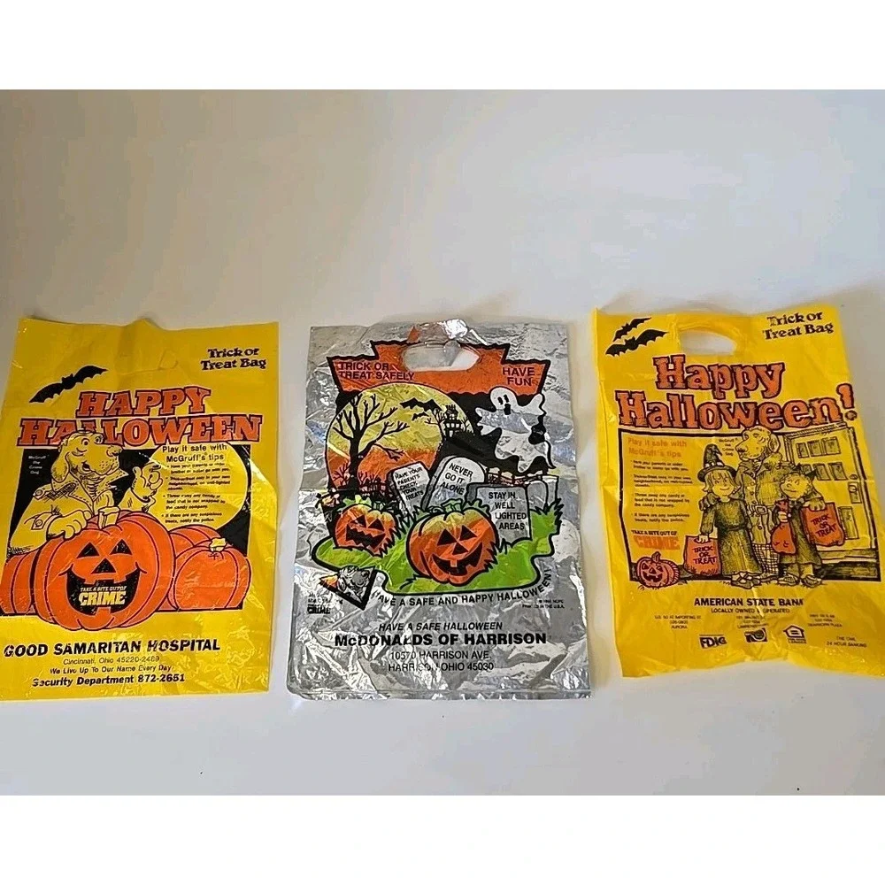 Vintage McGruff the Crime Dog Halloween Trick or Treat Bag Promo Bag Lot Of 3